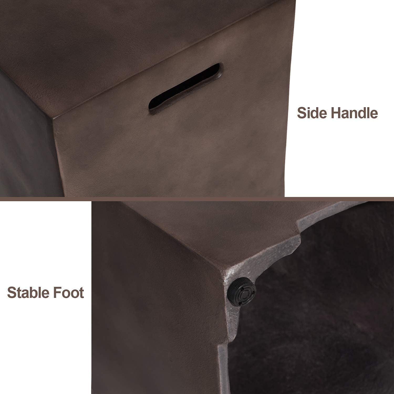 COSIEST Outdoor Hideaway Square Concrete Tank Table for Gas Fire Pits