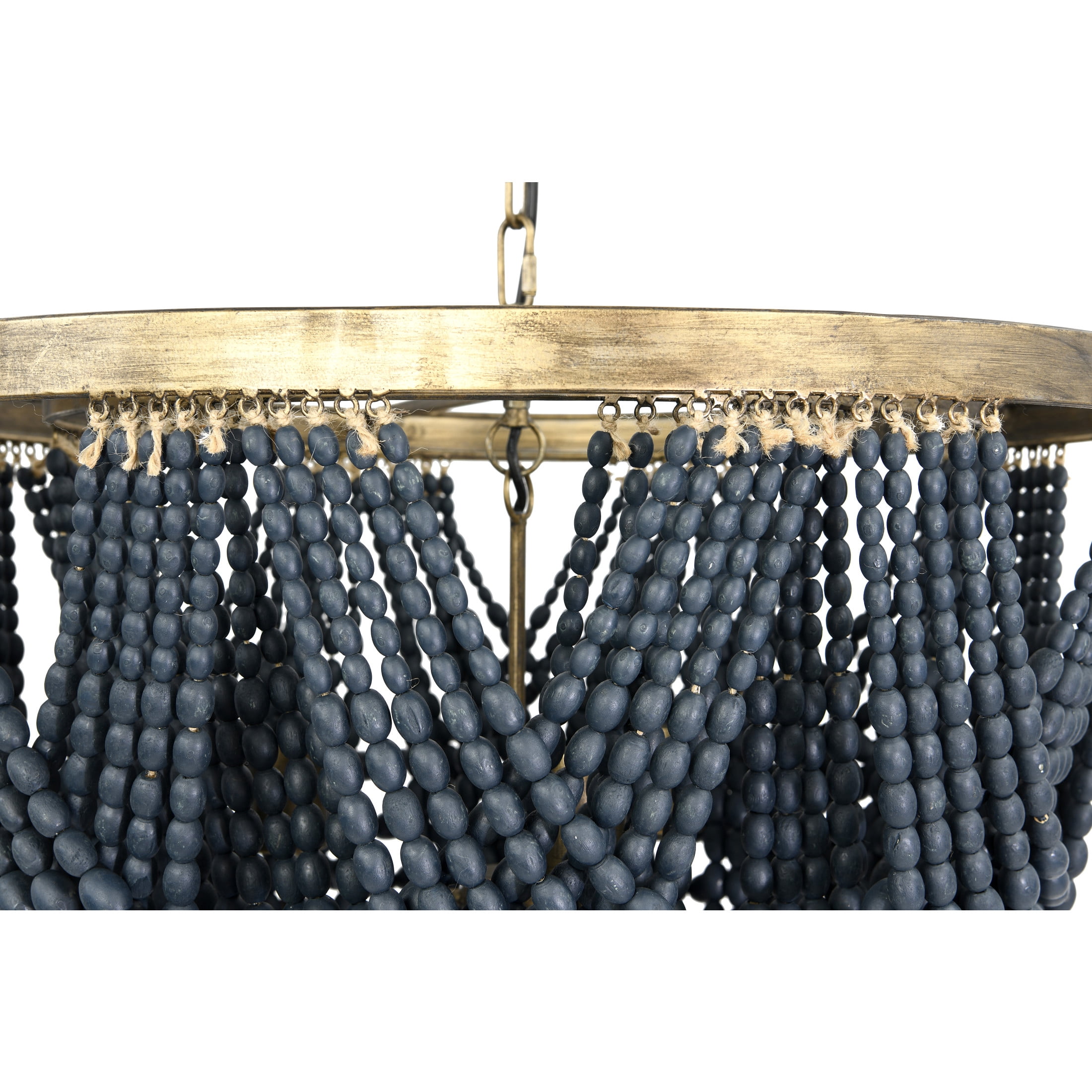 Creative Co-Op 2-Tier Draped Wood Bead Chandelier, Blue