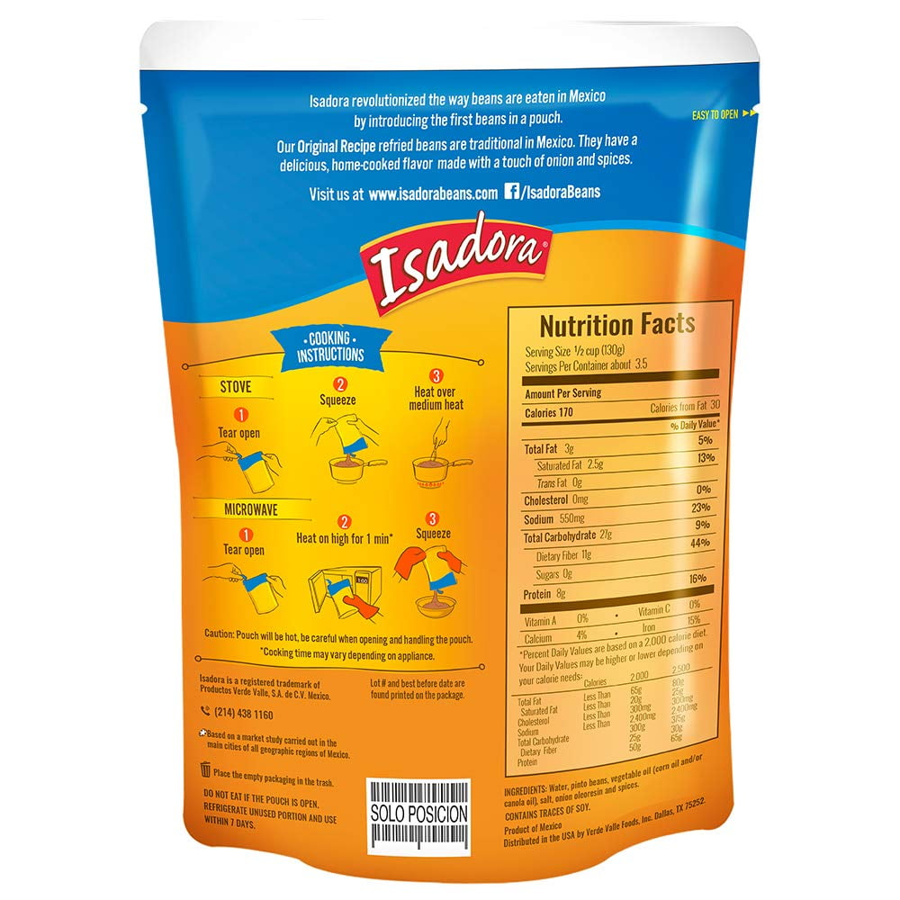 (Pack of 8) Isadora Original Refried Beans, 15.2 oz
