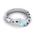 thumbnail image 3 of Diamond-Capitals 1.25 Carat Sparkle Princess Cut Aquamarine & Black Onyx Gemstone Wedding Ring for Fiancee 18K White Gold Size 4, 3 of 8