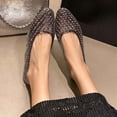thumbnail image 2 of Shrysg Women's Lattice Ballet Flats Pointed Toe Jelly Shoes Breathable Casual Slip On Sandals for Outdoor Daily Wear Black, 2 of 6