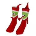 thumbnail image 1 of 3 Calcetines Navideños De La Mano Para Parejas, Rojos, Para Correr Al Aire Interior A Diario, 1 of 8