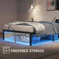 thumbnail image 6 of Bed Frame with USB Charging Station, King Bed Frame with LED Lights, Platform Bed Frame with Heavy Duty Steel Slats, 14" Storage Space Beneath Bed, 6 of 9