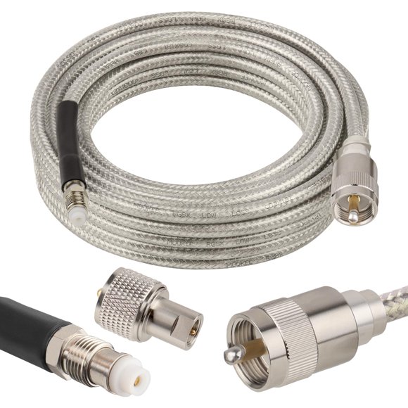 Cable coaxial MOOKEERF CB RG8X de 18 pies con PL-259 y FME/PL259