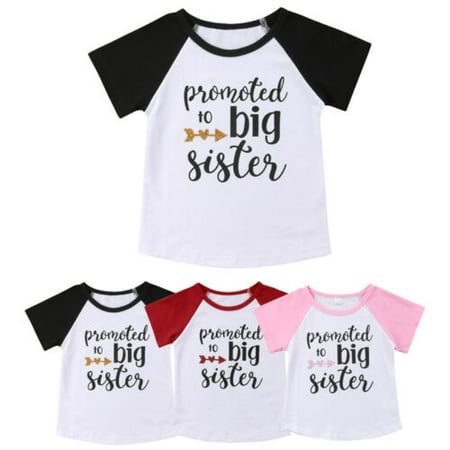 

Pudcoco Kids Girls T-shirt - Promoted to big sister - Cotton Short Sleeve Tops