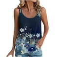 thumbnail image 2 of Riecok Sleeveless Vest for Women Round Neck Sleeveless Summer Loose Printed Casual Loose Suitable for Home and Outdoor Activities Blue XXL, 2 of 7