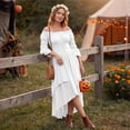 thumbnail image 5 of Off Shoulder Tiered Dress, Lace Up Corset Waist Dress, Long Sleeve Medieval Costume, Renaissance Dress Women Medieval Costume Victorian Dresses Peasant Gothic Fairy Witch Wedding Under Dress, White M, 5 of 6