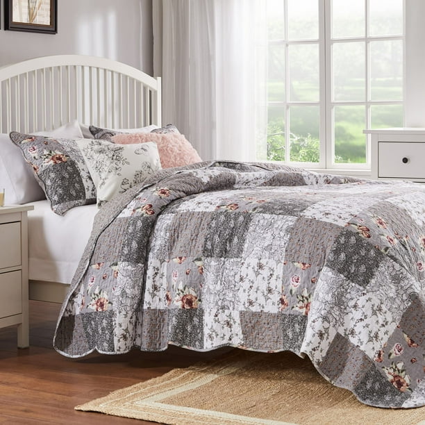 Juego de Edredón Greenland Home Giulia 3 Piezas King Algodón Gris