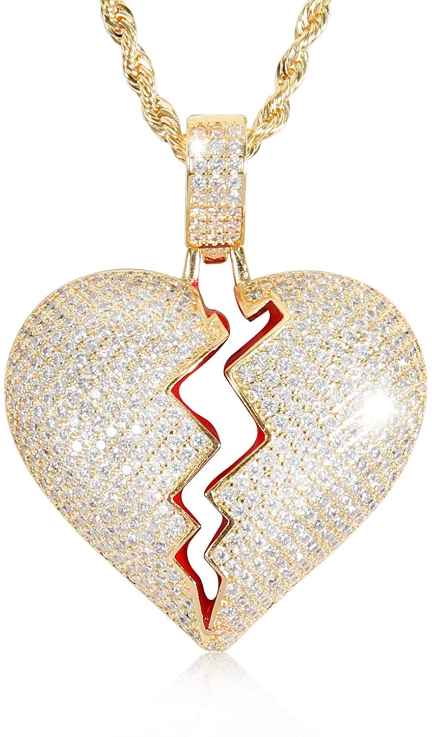 Men's Broken Heart Chain Pendant,18k 