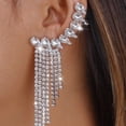 thumbnail image 2 of Sunyuer 2PCS Tassel Zircon Earrings and Ear Cuffs - No Piercing Flower Climber Wrap Around Earrings - Fairy Ear Clip Jewelry Gifts, 2 of 7