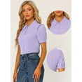 thumbnail image 2 of DARING DIVA Women's Peter Pan Collar Short Sleeve Button Front Shirts XS Purple, 2 of 6