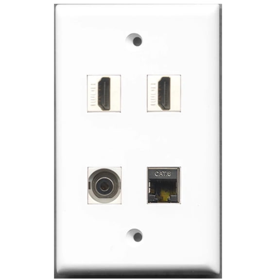 Ultra Spec Cables 2 Port HDMI 1 Port Shielded Cat6 Ethernet 1 Port 3.5mm Wall Plate