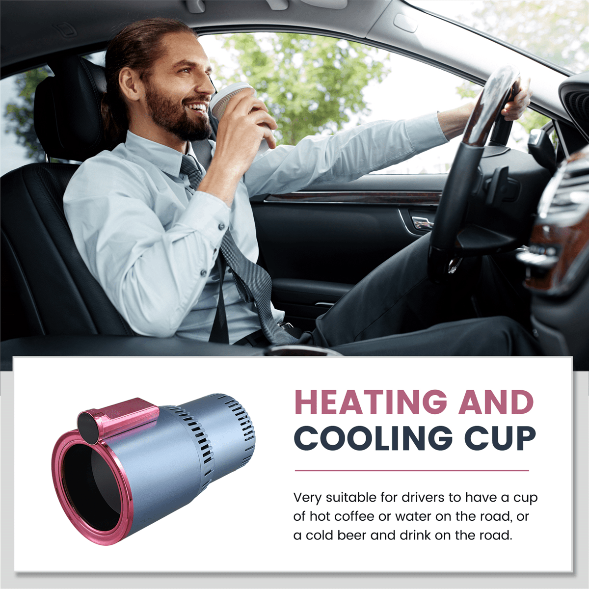 12V Car 2 in 1 Heating Cooling Cup Warmer Cooler Cup Smart Cup Holder Digital Display Temperature Drinks Holders