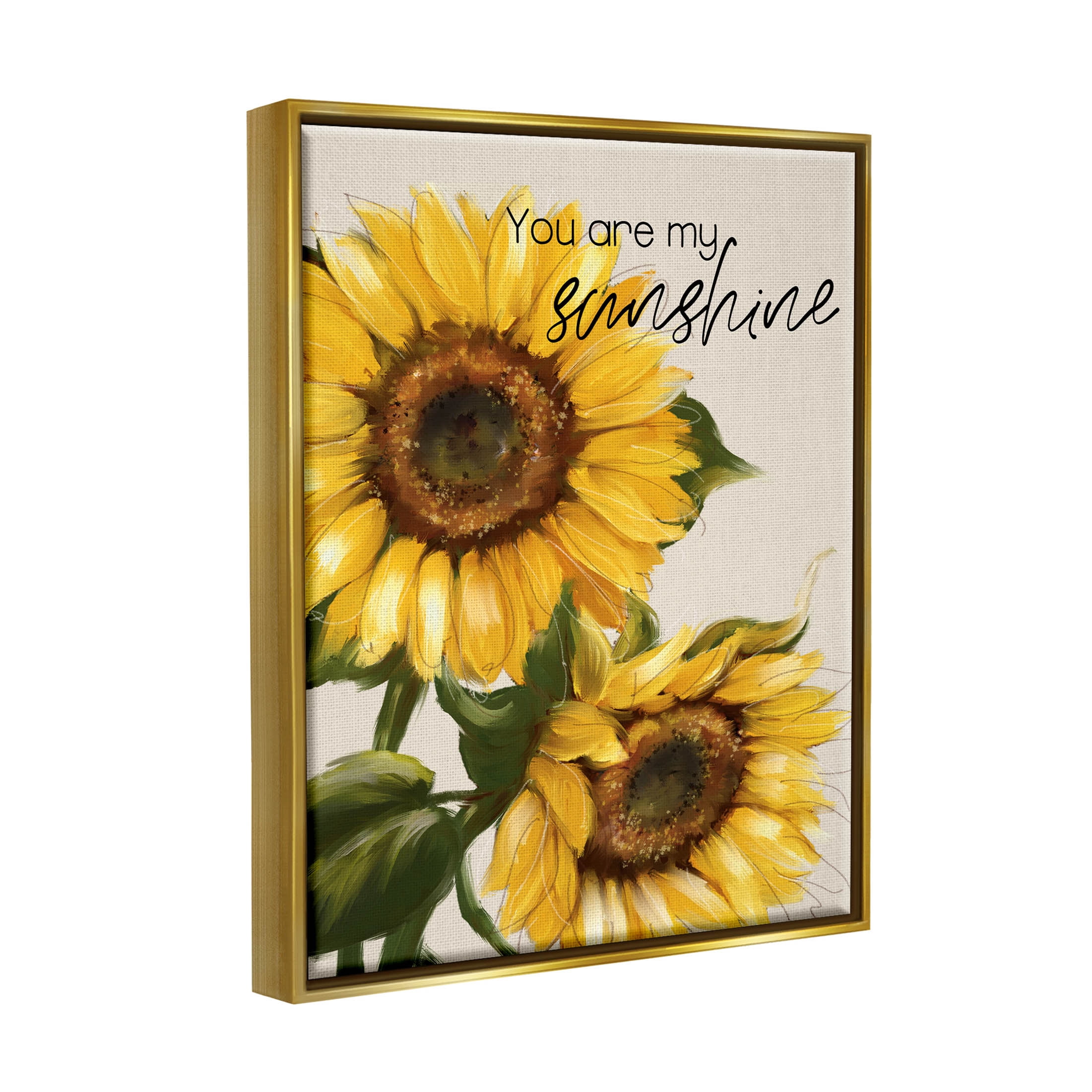 Stupell Industries You Are My Sunshine Sunflower Blooms Graphic Art Metallic Gold Floating Framed Canvas Print Wall Art, Design by Conrad Knutsen
