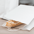 thumbnail image 2 of Karat LAGUNA (Medium) White Paper Gift Bags with Handles - Sturdy & Recyclable Shopping Bags - Virgin Paper - for Retail and Groceries (9.6"x13.4") - FP-SB110W - 250 pcs, 2 of 7