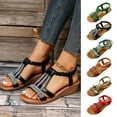 thumbnail image 7 of Samickarr Summer Sandals For Women Indoor And Outdoor Wide Women's Fish-mouth Slip- Slope Heel Shoes Casual Bohemian Rhinestone Roman Sandals, 7 of 7