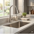 thumbnail image 2 of Builders Shoppe  Contemporary Single Handle 16" Pull-Down Kitchen Faucet Silver Stainless Steel Finish, 2 of 5