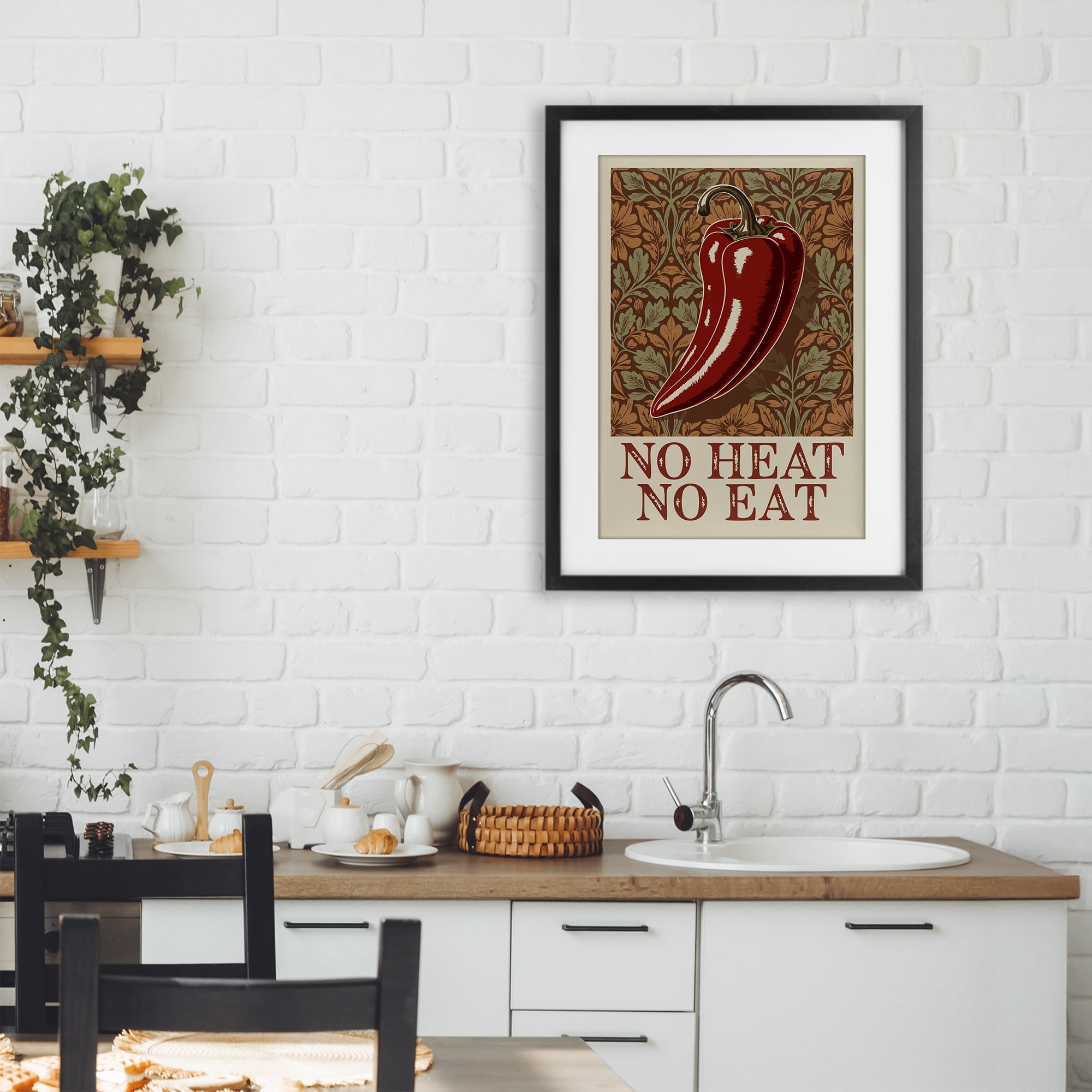 Stupell Industries No Heat or Eat Pepper Black Framed Print Under Glass, design by Andreas Magnusson
