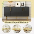 thumbnail image 4 of IVV Contemporary 4-Door Sideboard with Wave Pattern Doors & Golden Handles, 60" Modern Buffet Storage Cabinet for Dining Room, Bedroom, or Living Room Decor (Black), 4 of 9