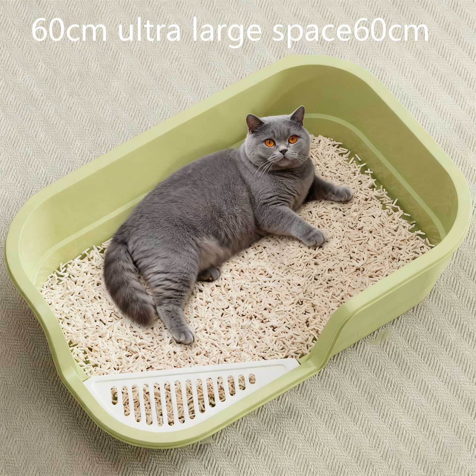 Extra Large Cat Litter Box Semi Enclosed High Edge Anti Scatter Durable Easy Clean Indoor Cats Multi Pet Households Tray