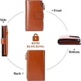thumbnail image 5 of Leather Women's Wallets,Multi-Function Slim Bifold Zipper Clutch Purse,Large Capacity Card Holder with RFID/Brown, 5 of 8