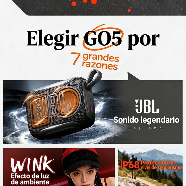 Altavoz Bluetooth JBL Go 5 Original IP68 resistente al agua
