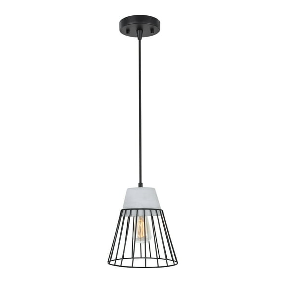 Aspen Creative 61128-11, One-Light Hanging Mini Pendant Ceiling Light, Transitional Design in Cement Finish, 7-1/2" Wide