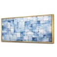 thumbnail image 2 of Designart "Scandinavian Tiles in White and Blue II" Oversized Geometric Framed Wall Art - Bohemian Blue Boho Mosaic Hallway Framed Wall Art Decor, 2 of 6