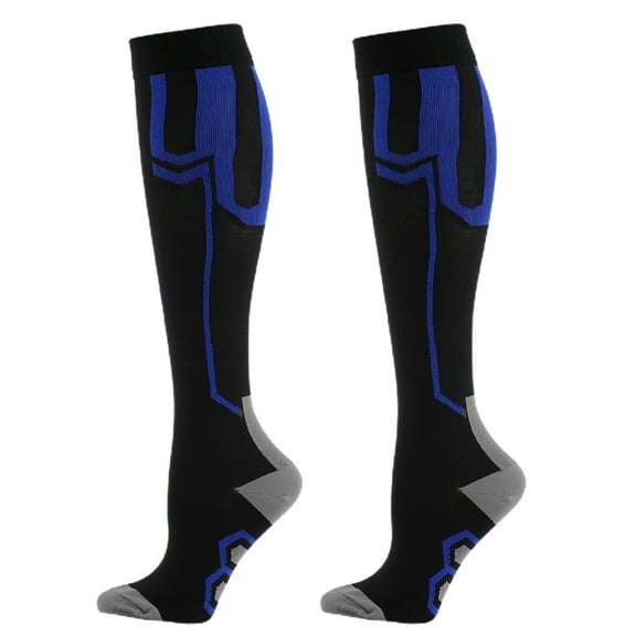 harmtty 1 Pair Training Socks High Elasticity Bouncy Breathable Wear Resistant Not Easy to Pilling Foot Protector Anti-slip Knee High Bicycle Cycling Socks for Sport,Black Blue