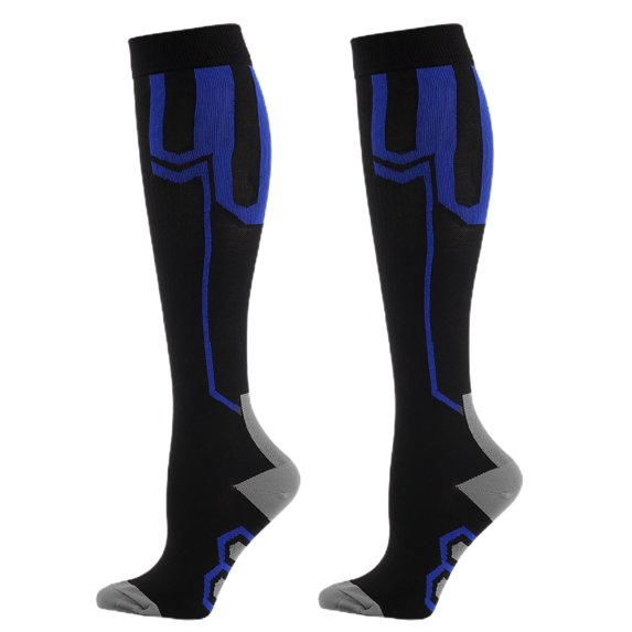 harmtty 1 Pair Training Socks High Elasticity Bouncy Breathable Wear Resistant Not Easy to Pilling Foot Protector Anti-slip Knee High Bicycle Cycling Socks for Sport,Black Blue