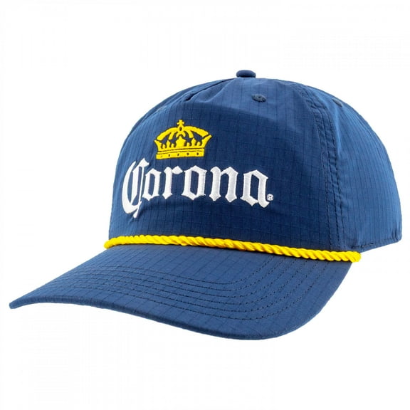 Corona Embroidered Logo Blue Snapback Hat with Yellow Rope