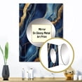 thumbnail image 3 of Designart "Abstract Illusion Blue and Gold Marble IV" Abstract Marble Mirror Wall Decor - Modern Blue Abstract Large Mirror For Wall Art Decor - 32" x 24" Inch, 3 of 5