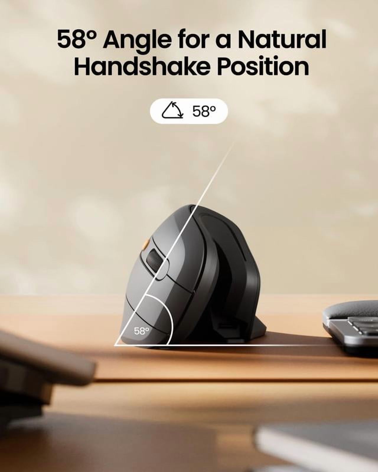 ProtoArc Ergonomic Vertical Mouse, EM11 NL Bluetooth Wireless Rechargeable Optical Mice with 3 Multi-Device, Adjustable DPI