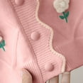 thumbnail image 6 of IVEYRTF Girls Floral Knit Button Cardigan Sweater Big Lapel Open Front Coat Soft Cozy Warm Outerwear for Toddler Kids Everyday Wear Casual Outfit(Pink,4-5 Years), 6 of 8