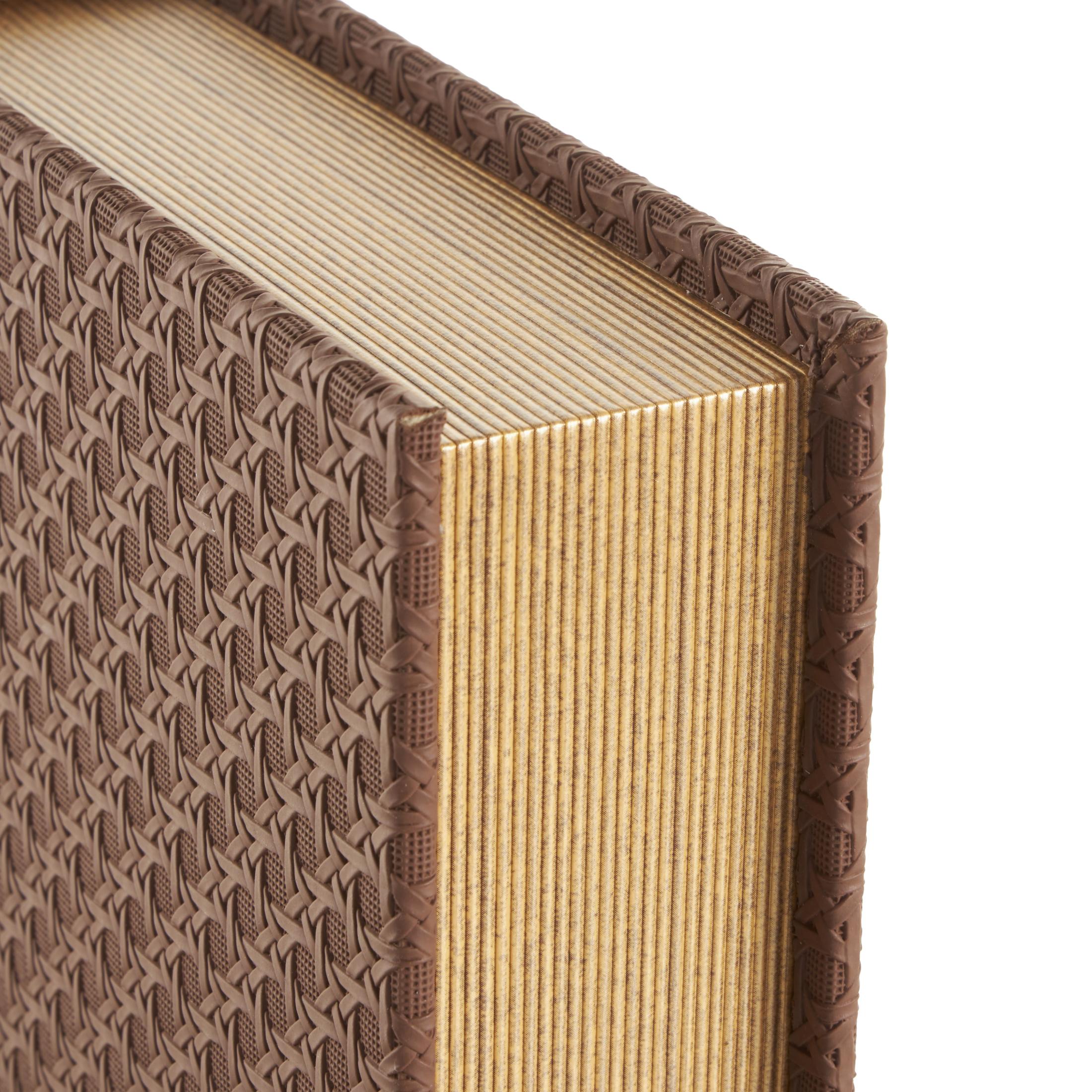 DecMode Woven Grid Faux Book Storage Brown Faux Leather Decorative Box, 3 Count