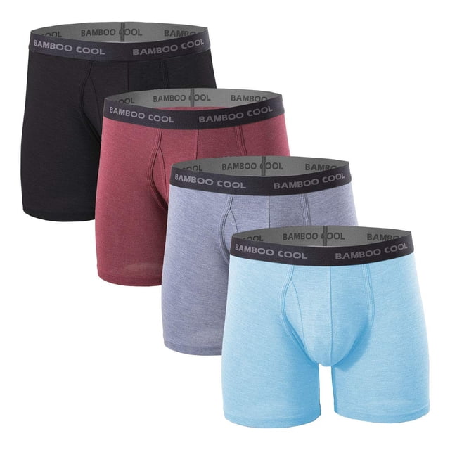 BAMBOO COOL Calzoncillos tipo bóxer para hombre, ropa interior suave y cómoda de viscosa de bambú (paquete de 4) (calzoncillos bóxer largos XL)