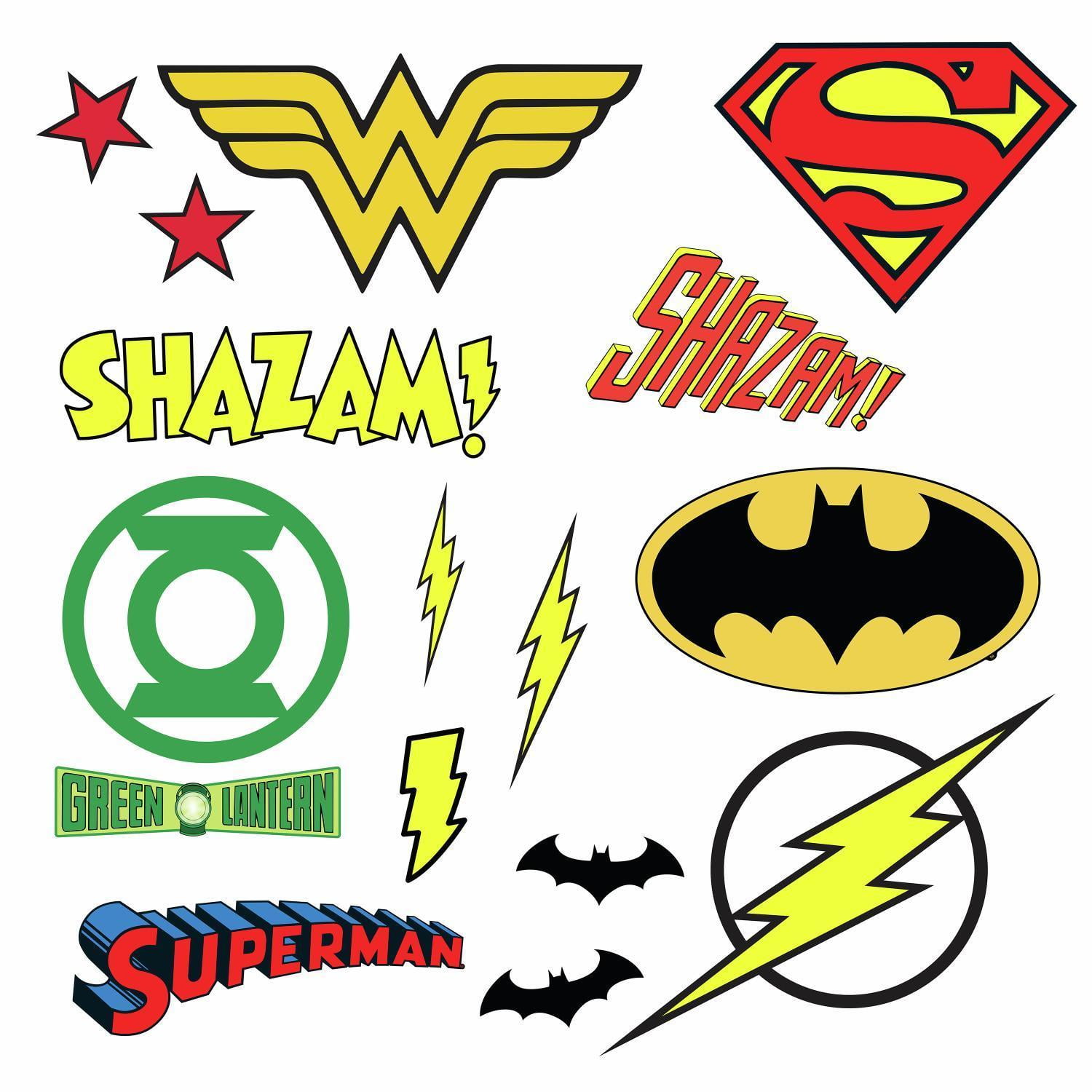 Superheroes logos Marvel Superman Spiderman Batman giant wall stickers kit decal 