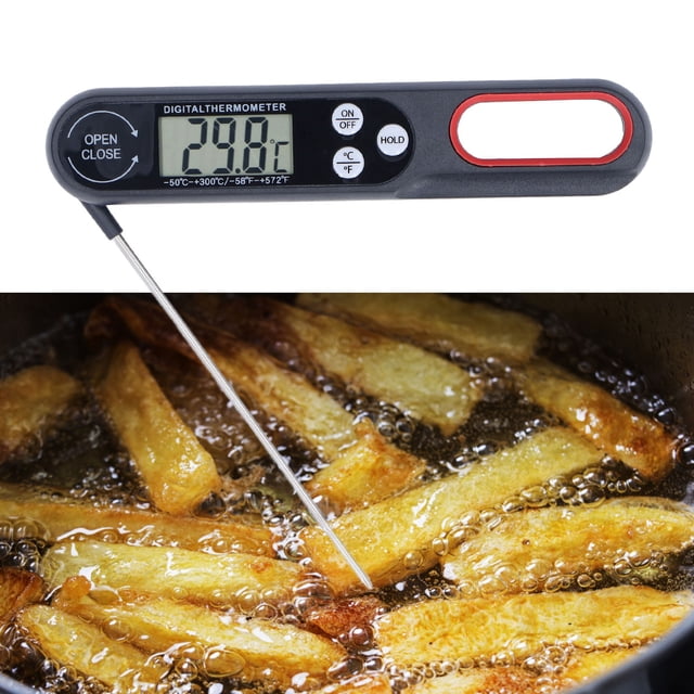 Digital Food , Read Foldable BBQ Grill Cooking Temperature Meter with Calibration Function for Meat, Liquids