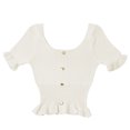 thumbnail image 1 of Camiseta de punto para mujer, manga corta, cuello cuadrado, corte ajustado, botón superior, blanco Advancent  AP001523-04B, 1 of 7