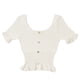 thumbnail image 1 of Camiseta de punto para mujer, manga corta, cuello cuadrado, corte ajustado, botón superior, blanco Methold  AP001523-04B, 1 of 7