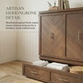 thumbnail image 6 of Queen Size Murphy Bed with Charging Station and 3 Storage Drawers, Pine Wood Folding Cabinet Bed, Equipped with 6 Moving Wheels, Space-Saving Hidden Wall Bed for Guest Room, Home Office,Light Walnut, 6 of 12