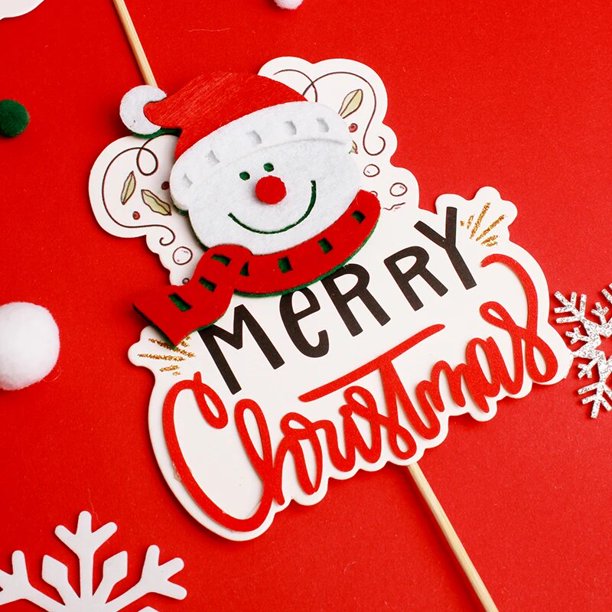 Adornos de Feliz Navidad para pastel, decoración de dibujos animados para árbol de Navidad, muñeco de nieve, Feliz Año Nuevo, decoración de cupcakes para fiesta en el hogar, 2021, Noel