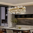 thumbnail image 4 of HOOMEDELIER 35" Modern 16-Light Oval K9 Crystal Chandelier - Gold Dimmable Pendant Light for Dining Room, Living Room & Kitchen Island, 4 of 10