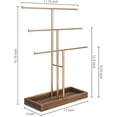 thumbnail image 2 of MyGift 3-Tier Gold-Tone Metal Jewelry Tower with Brown Wood Base, Unisex, 2 of 6