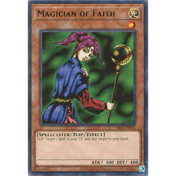 YuGiOh Metal Raiders 25th Anniversary Rare Magician of Faith MRD-EN036