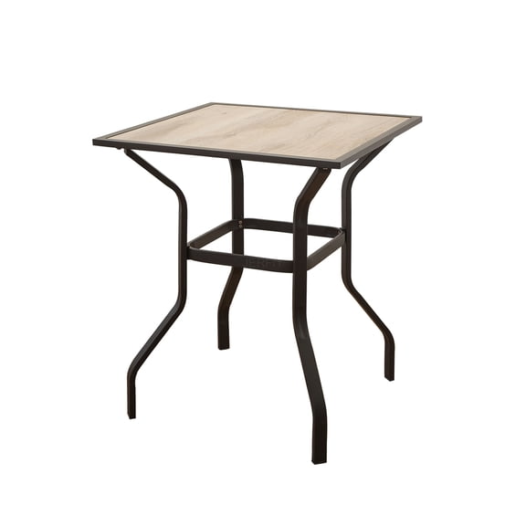 JERFIT 35.98" Square Outdoor Bar Table with Beige Wood-Look Top, Waterproof Metal Patio High Top Table for Garden, Deck, Balcony or Bistro