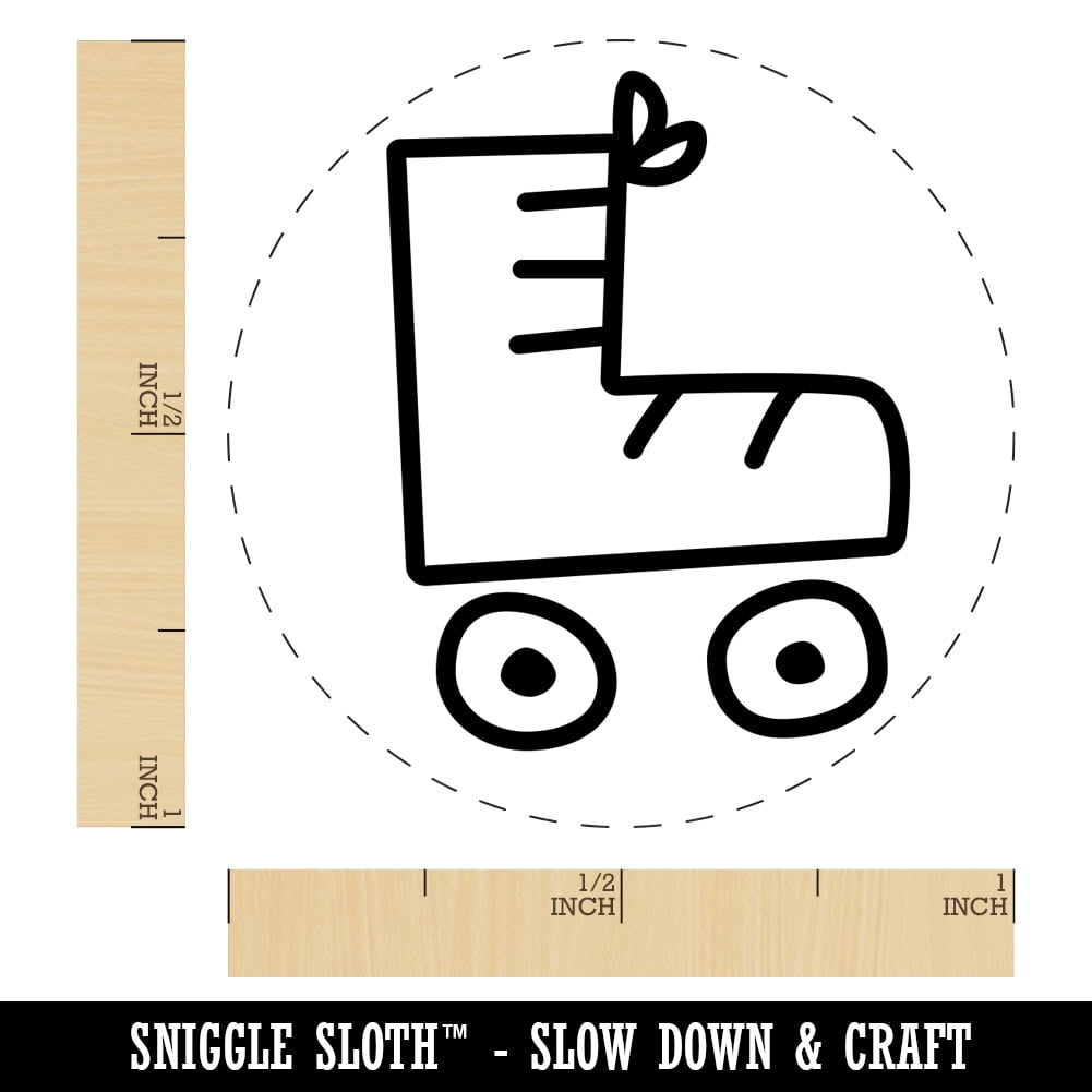 Roller Skate Self-Inking Rubber Stamp Ink Stamper - Green Ink - Medium 1 Inch
