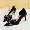 thumbnail image 5 of Zapatos de boda de tacón alto y delgado para mujer, de boca baja, puntiagudos, sexys, de moda, con elástico, zapatos individuales, zapatos clásicos para mujer, 5 of 5