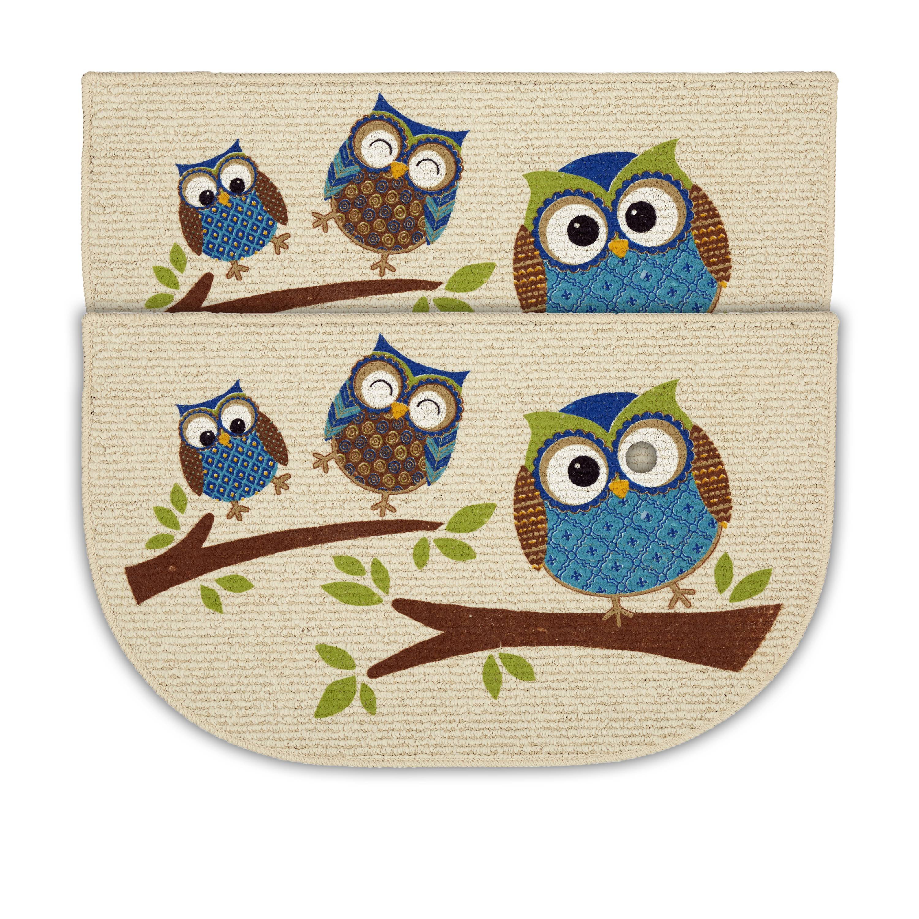 InterestPrint Cute Flat Owls Sitting on a Brunch with Berries 20 X 32 Absorbent Water Bath Mat Soft Plush Carpet