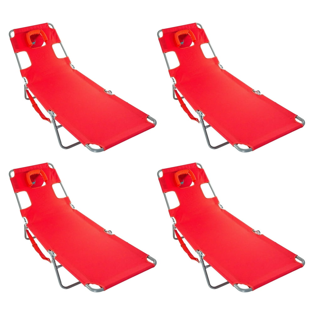 Ostrich Chaise Lounge Folding Portable Sunbathing Poolside Beach Chair (4 Pack) - Walmart.com 
